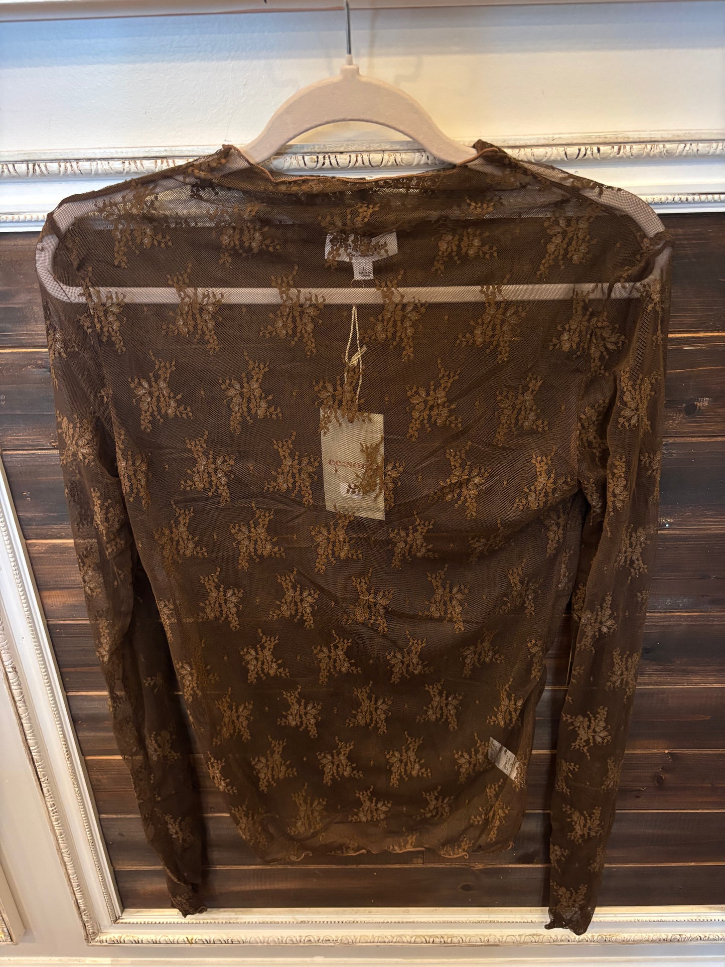 Vintage Romance Sheer Lace Mock-Neck Top